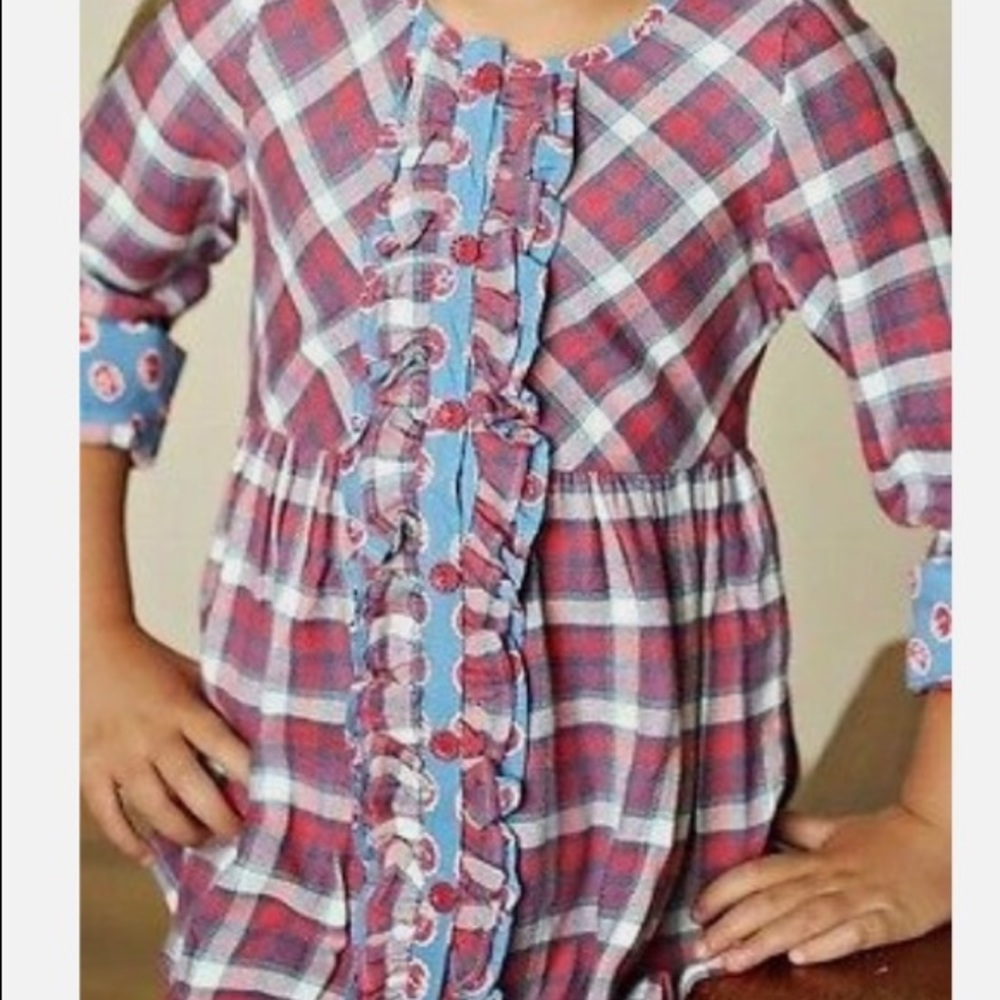 MATILDA JANE Friends Forever Harper Tunic Plaid Ruffle Shirt Size 6